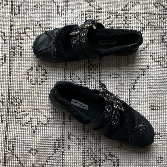 Miu Miu Shearling Ballet Flats - Picture 2 of 3